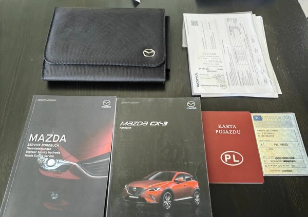 Mazda CX-3 cena 59900 przebieg: 124900, rok produkcji 2018 z Wolsztyn małe 79